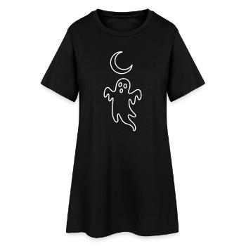 Moonlight Ghost Line Art - Women’s T-Shirt Dress - black - Front