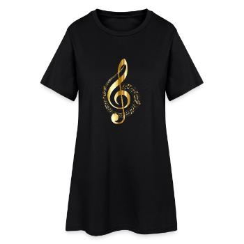 goldender Notenschlüssel - Frauen T-Shirt-Kleid - Schwarz - Vorne