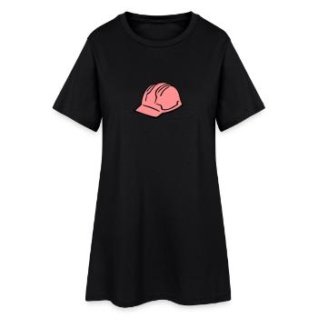 Bau Helm - Frauen T-Shirt-Kleid - Schwarz - Vorne