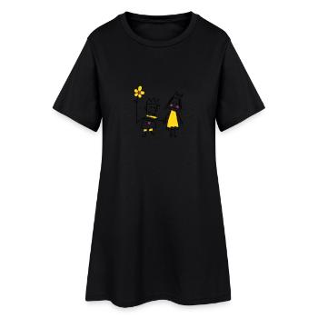 Stick figure in love Queen Flower Valentine's Day - Women’s T-Shirt Dress - black - Front