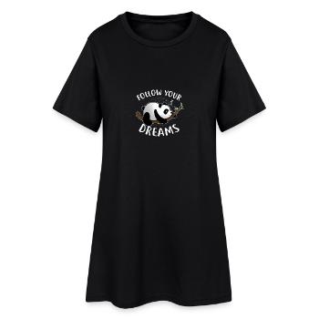 Suivez vos rêves / Panda Sleeping - Robe T-shirt Femme - noir - Devant