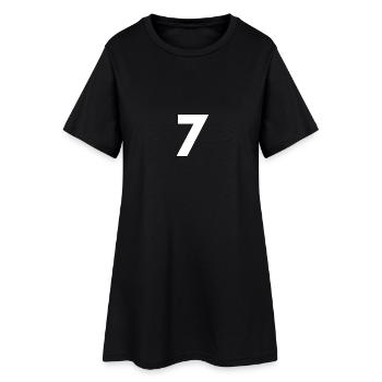 Zahl 7, Nummer 7, 7, seven, Number seven, Sieben, - Frauen T-Shirt-Kleid - Schwarz - Vorne