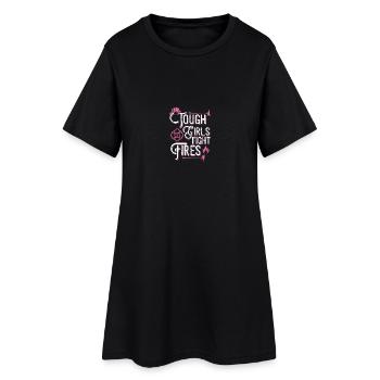 stolze Feuerwehrfrau - Frauen T-Shirt-Kleid - Schwarz - Vorne