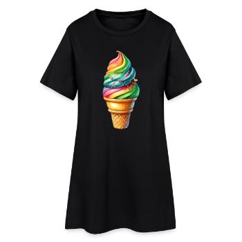 Versüße Dein Look mit diesem Regenbogen Eis Motiv - Frauen T-Shirt-Kleid - Schwarz - Vorne