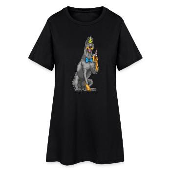 Doberman Birthday Party Hat - Women’s T-Shirt Dress - black - Front