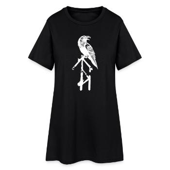 Illustration en ligne d’oiseau squelette - Robe T-shirt Femme - noir - Devant