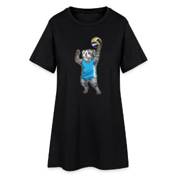 Dachs Volleyballspieler Volleyball - Frauen T-Shirt-Kleid - Schwarz - Vorne