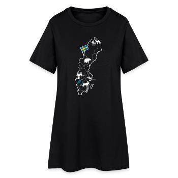Carte de la Suède avec orignal et drapeau - Robe T-shirt Femme - noir - Devant