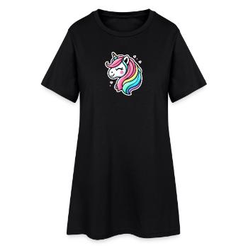 Licorne Bande Dessinée Rainbow Hearts - Robe T-shirt Femme - noir - Devant