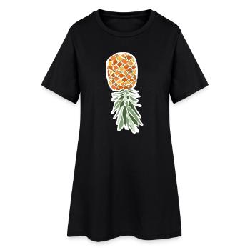 Umgedrehte Ananas – tropische Illustration - Frauen T-Shirt-Kleid - Schwarz - Vorne