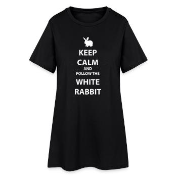 Motif Lapin Blanc Garder Son Calme - Robe T-shirt Femme - noir - Devant