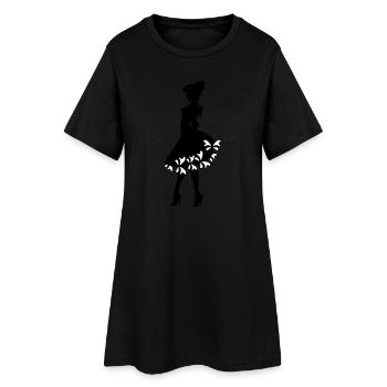 sur noir - Robe T-shirt Femme - noir - Devant