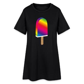 Glace arc-en-ciel colorée pour les fans d’été - Robe T-shirt Femme - noir - Devant