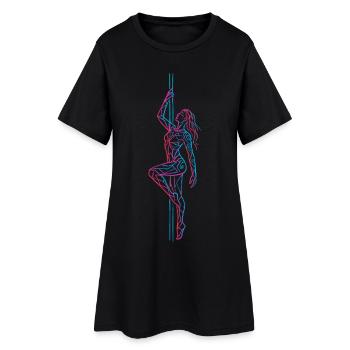 Pole Dance Line Art: Abstract Tattoo Woman - Women’s T-Shirt Dress - black - Front