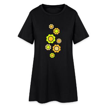 Blume - Frauen T-Shirt-Kleid - Schwarz - Vorne