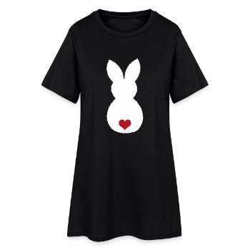 Lapin avec pompon coeur / Lapin de Pâques Lapin de Pâques - Robe T-shirt Femme - noir - Devant