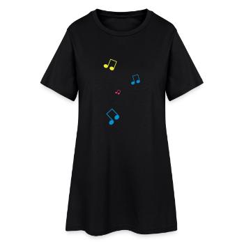 Noten - Frauen T-Shirt-Kleid - Schwarz - Vorne