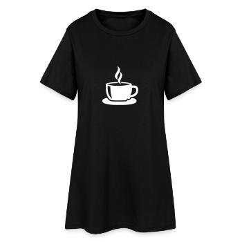 Kaffee - Frauen T-Shirt-Kleid - Schwarz - Vorne