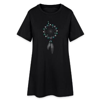 Capteur de rêves avec des perles et des plumes. - Robe T-shirt Femme - noir - Devant