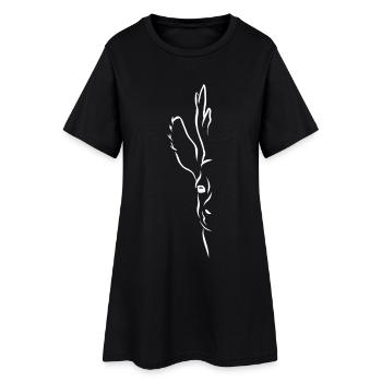 Rehbock Halb Portrait weiss - Frauen T-Shirt-Kleid - Schwarz - Vorne