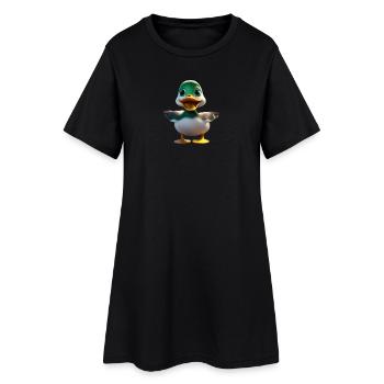 Mascotte du canard à tête verte - Robe T-shirt Femme - noir - Devant