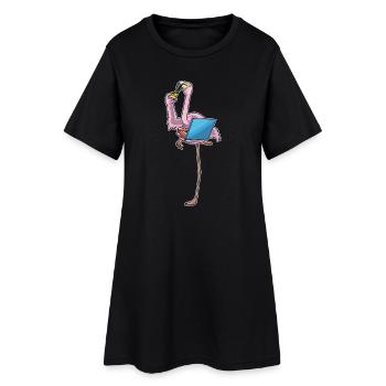 Pizza aux flamants roses - Robe T-shirt Femme - noir - Devant