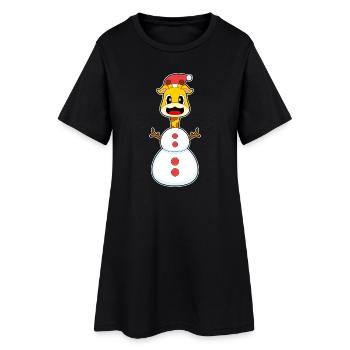 Girafe Noël bonhomme de neige - Robe T-shirt Femme - noir - Devant