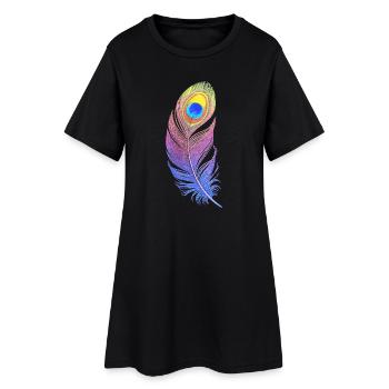 Plume Arc-en-ciel : Style et Créativité sur votre - Robe T-shirt Femme - noir - Devant