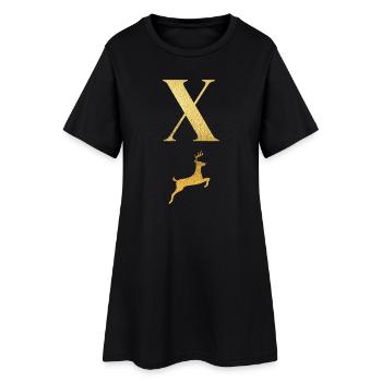 Buchstabe x Goldener Hirsch - Geschenkidee - Frauen T-Shirt-Kleid - Schwarz - Vorne