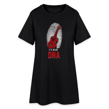 Hawaiian Ukulele Uke Fingerprint - Frauen T-Shirt-Kleid - Schwarz - Vorne
