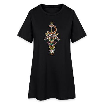 Totem Géométrique Amazigh Au Couleurs Ancestrales - Robe T-shirt Femme - noir - Devant