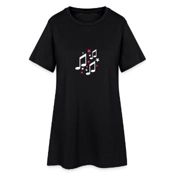 Noten - Musik - Frauen T-Shirt-Kleid - Schwarz - Vorne