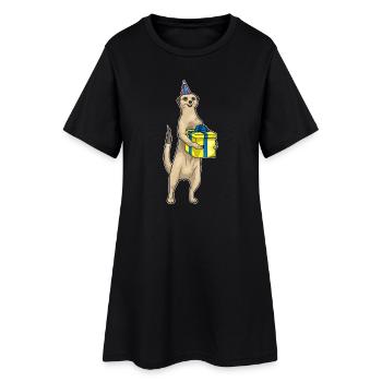 Erdmännchen Geburtstag Partyhut - Frauen T-Shirt-Kleid - Schwarz - Vorne