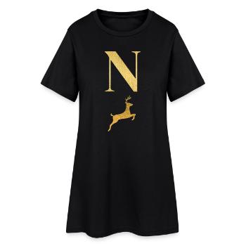 Buchstabe n Goldener Hirsch - Geschenkidee - Frauen T-Shirt-Kleid - Schwarz - Vorne