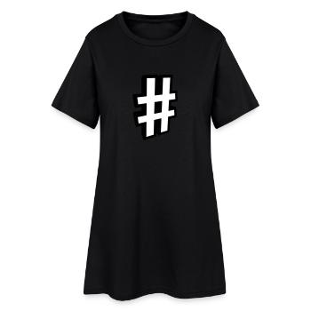 HASHTAG - Frauen T-Shirt-Kleid - Schwarz - Vorne