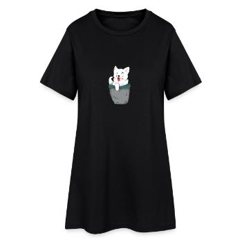 Chien cadeau sac - Robe T-shirt Femme - noir - Devant