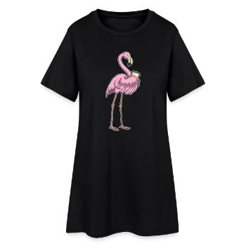 Sandwich flamant rose - Robe T-shirt Femme - noir - Devant