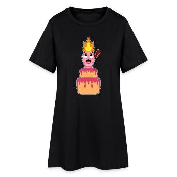 Gâteau d’anniversaire Worm - Robe T-shirt Femme - noir - Devant
