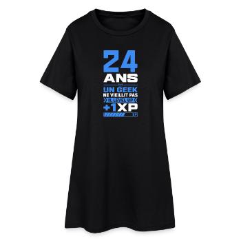 24 Ans Humour Geek 24 Ans Anniversaire Gamer - Robe T-shirt Femme - noir - Devant