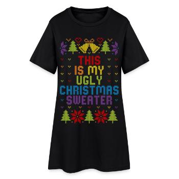 Pull-en-ciel moche de Noël - Robe T-shirt Femme - noir - Devant