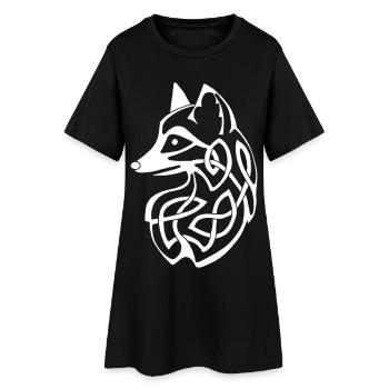 weißer Fuchs - Frauen T-Shirt-Kleid - Schwarz - Vorne