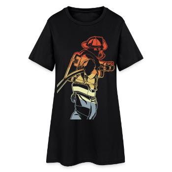 Pompier - Robe T-shirt Femme - noir - Devant