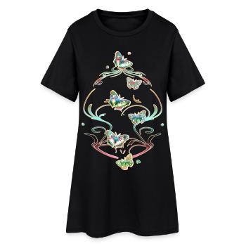 Papillons Vrilles Ornements Motifs - Robe T-shirt Femme - noir - Devant