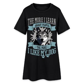 Hunde Bild - Frauen T-Shirt-Kleid - Schwarz - Vorne
