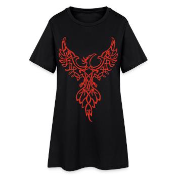Rotes Phönix-Symbol - Frauen T-Shirt-Kleid - Schwarz - Vorne