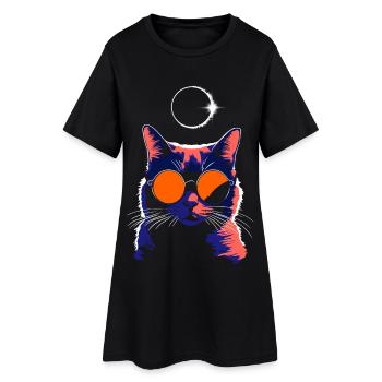 Katze Sonnenbrille Total Eclipse Cat - Frauen T-Shirt-Kleid - Schwarz - Vorne