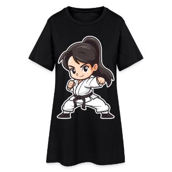 Style de dessin animé de Karaté Girl - Robe T-shirt Femme - noir - Devant