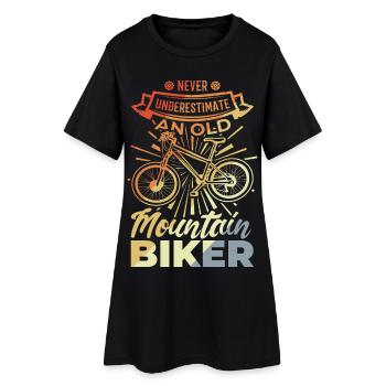 Never Underestimate A Old Mountain Biker - Frauen T-Shirt-Kleid - Schwarz - Vorne