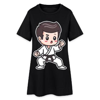 Dessin de karaté garçon - Robe T-shirt Femme - noir - Devant