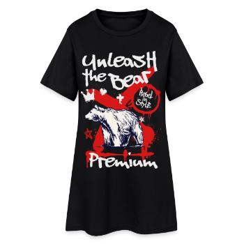 Graffiti Bär Shirt Urban Streetwear Bear - Frauen T-Shirt-Kleid - Schwarz - Vorne